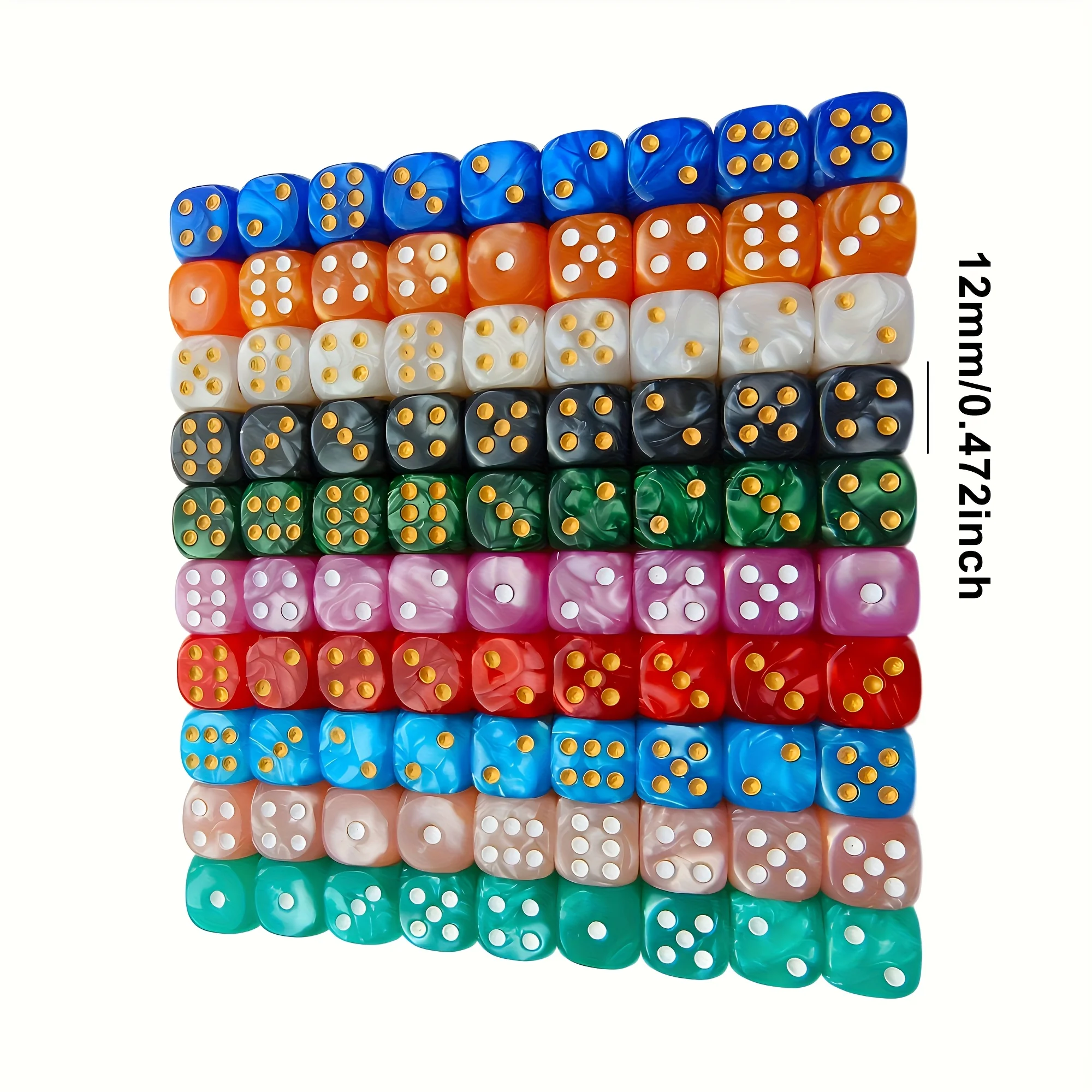 10Pcs 12mm Pearl Swirl D6 Dice - Board Game Electronic Table 评论和价格