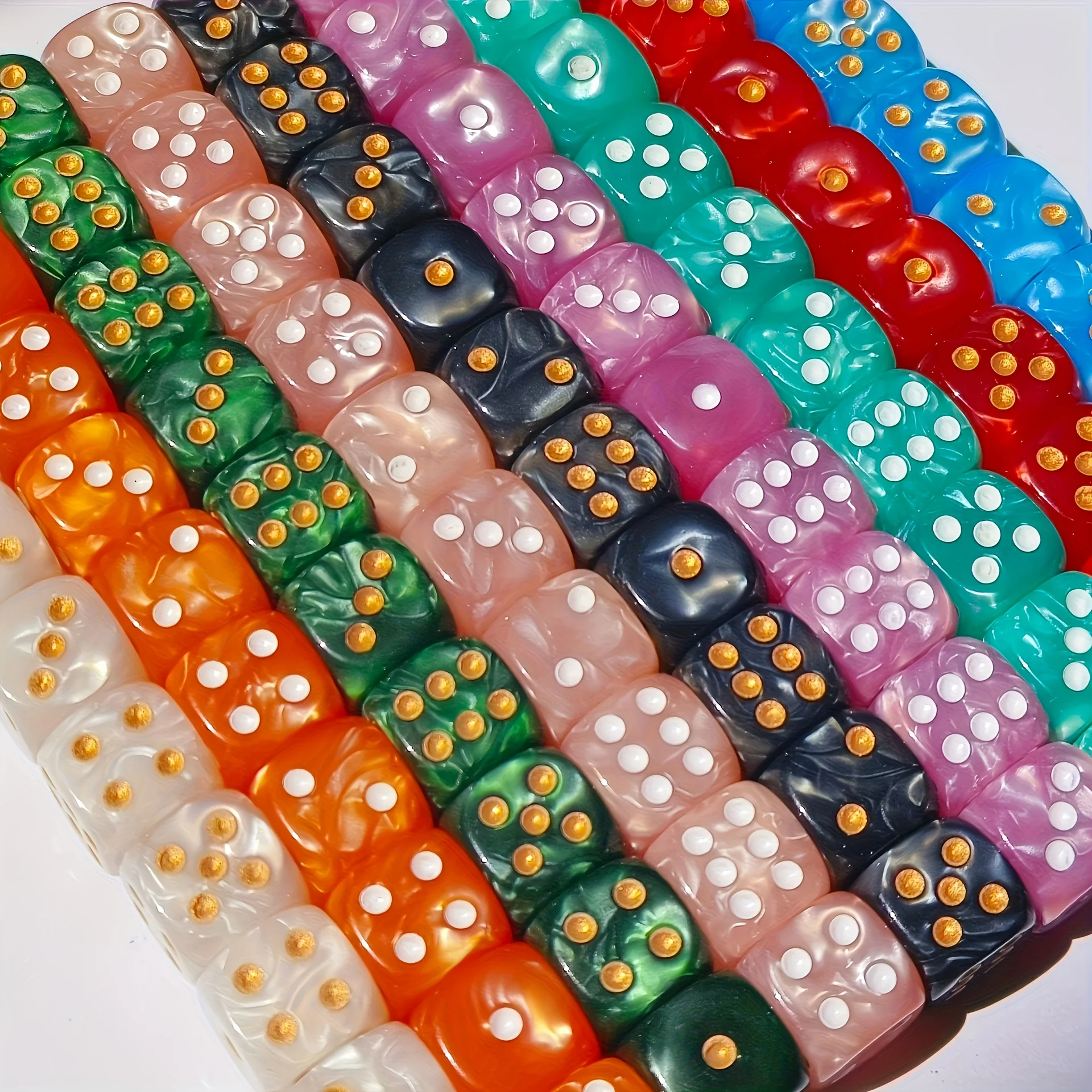 10Pcs 12mm Pearl Swirl D6 Dice - Board Game Electronic Table 评论和价格