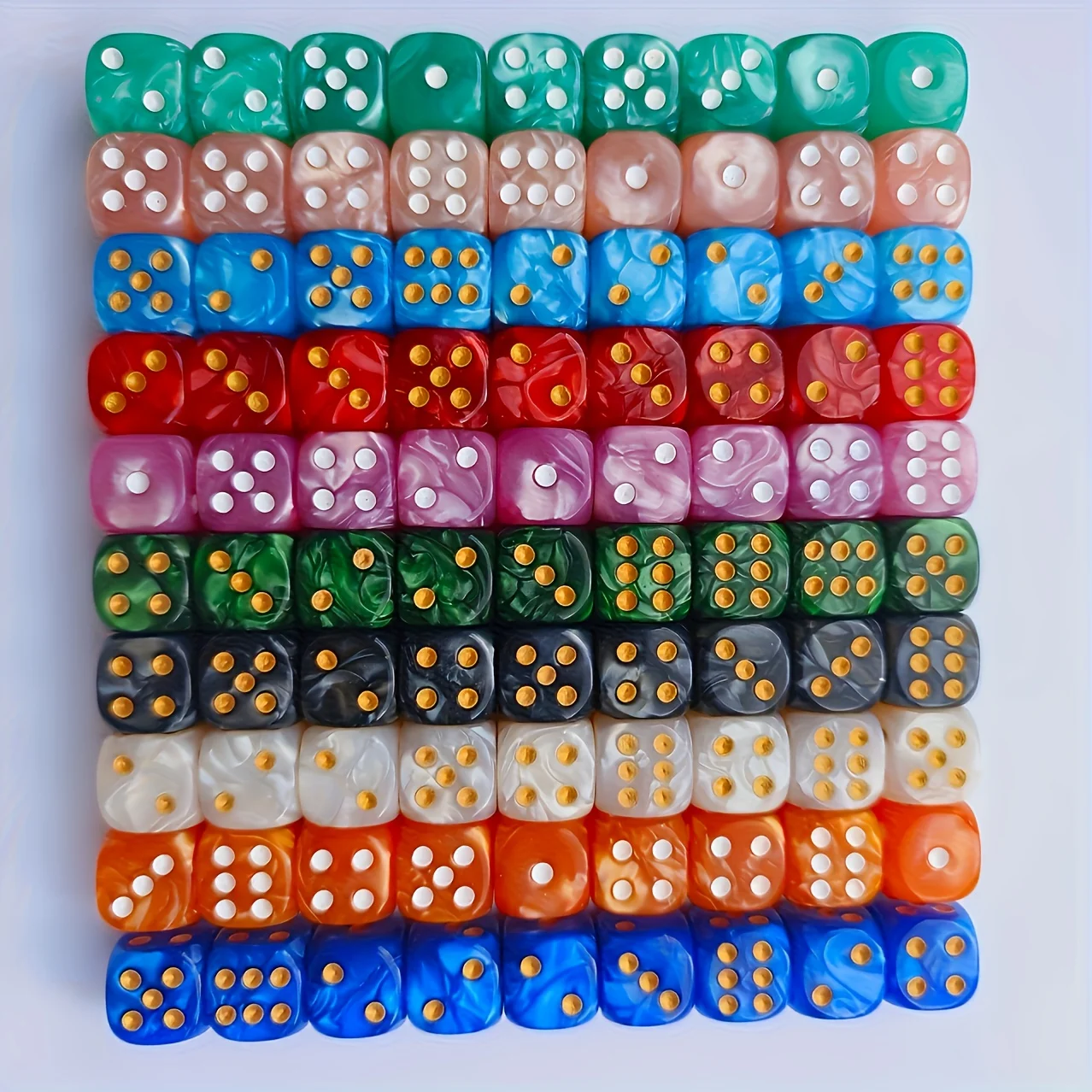 10Pcs 12mm Pearl Swirl D6 Dice - Board Game Electronic Table 评论和价格
